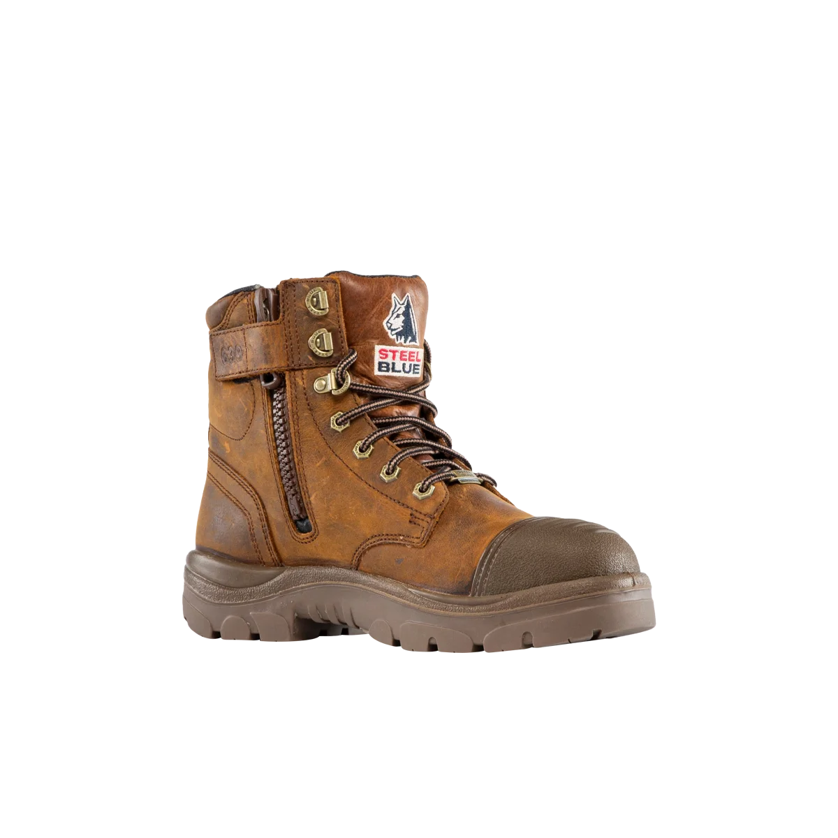 Steel Blue Argyle Zip Scuff Waterproof Safety Boot - Brown - Size 5