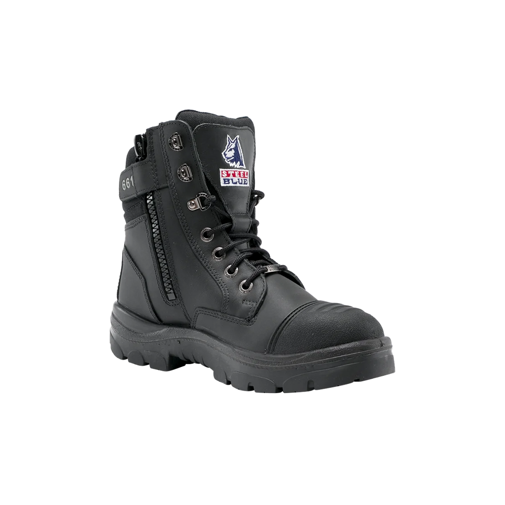Steel Blue Southern Cross Zip Scuff Cap Safety Boot - Black - Size 4