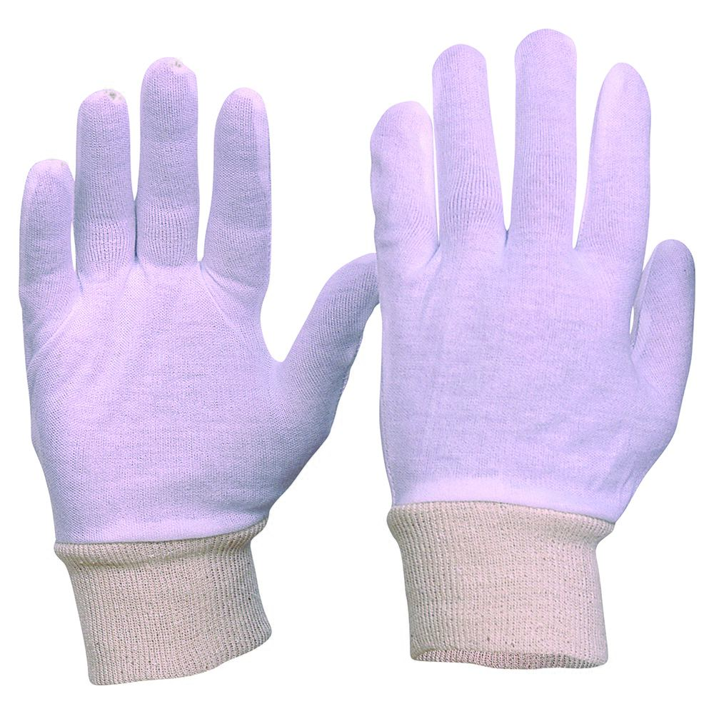 Interlock Poly/Cotton Liner Knit Wrist Gloves Mens Size - White - Mens