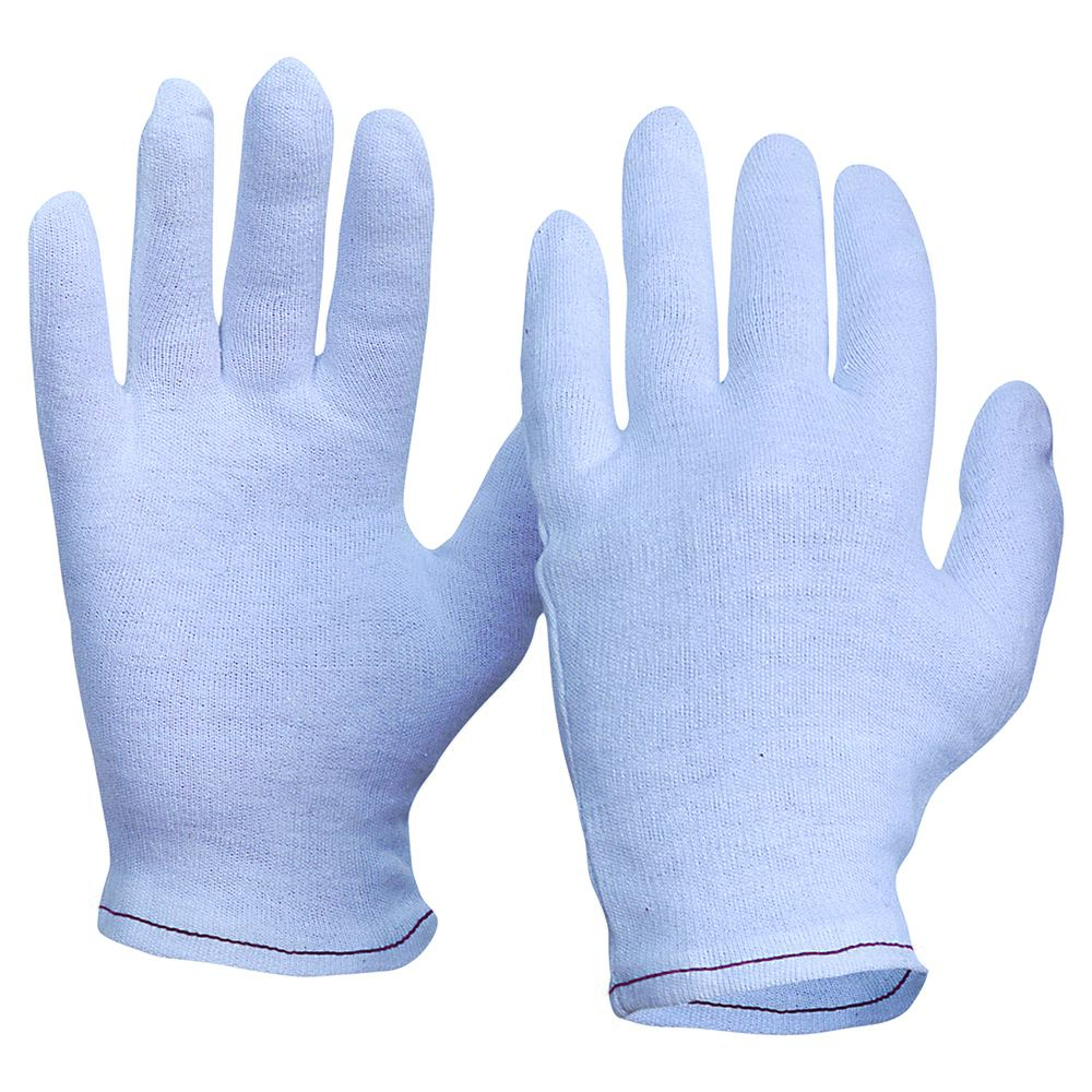 Interlock Poly/Cotton Liner Hemmed Cuff Gloves Ladies Size - White - Ladies