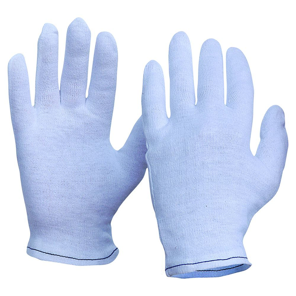 Interlock Poly/Cotton Liner Hemmed Cuff Gloves Mens Size - White - Mens