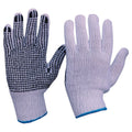 Knitted Poly/Cotton With PVC Dots Gloves Mens Size - White - Mens