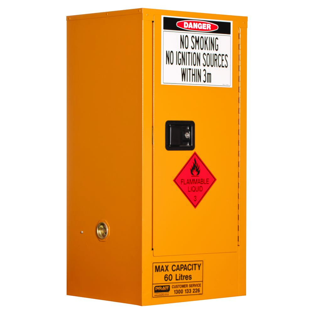 Flammable Liquid Storage Cabinet - 60L, 1 Door, 2 Shelves