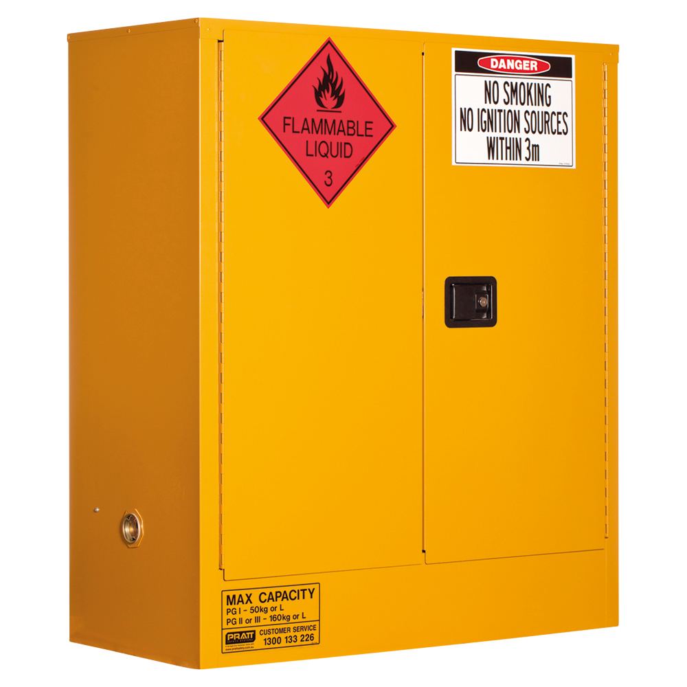 Flammable Liquid Storage Cabinet - 160L, 2 Doors, 2 Shelves