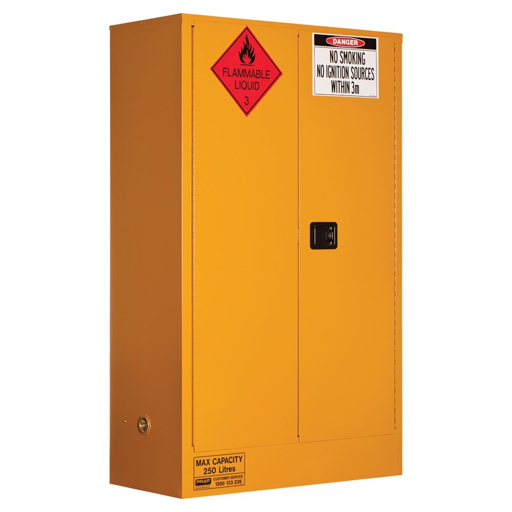 Flammable Liquid Storage Cabinet - 250L, 2 Doors, 3 Shelves