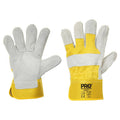 Yellow/Grey Leather Gloves Large - Yellow + Grey - Large