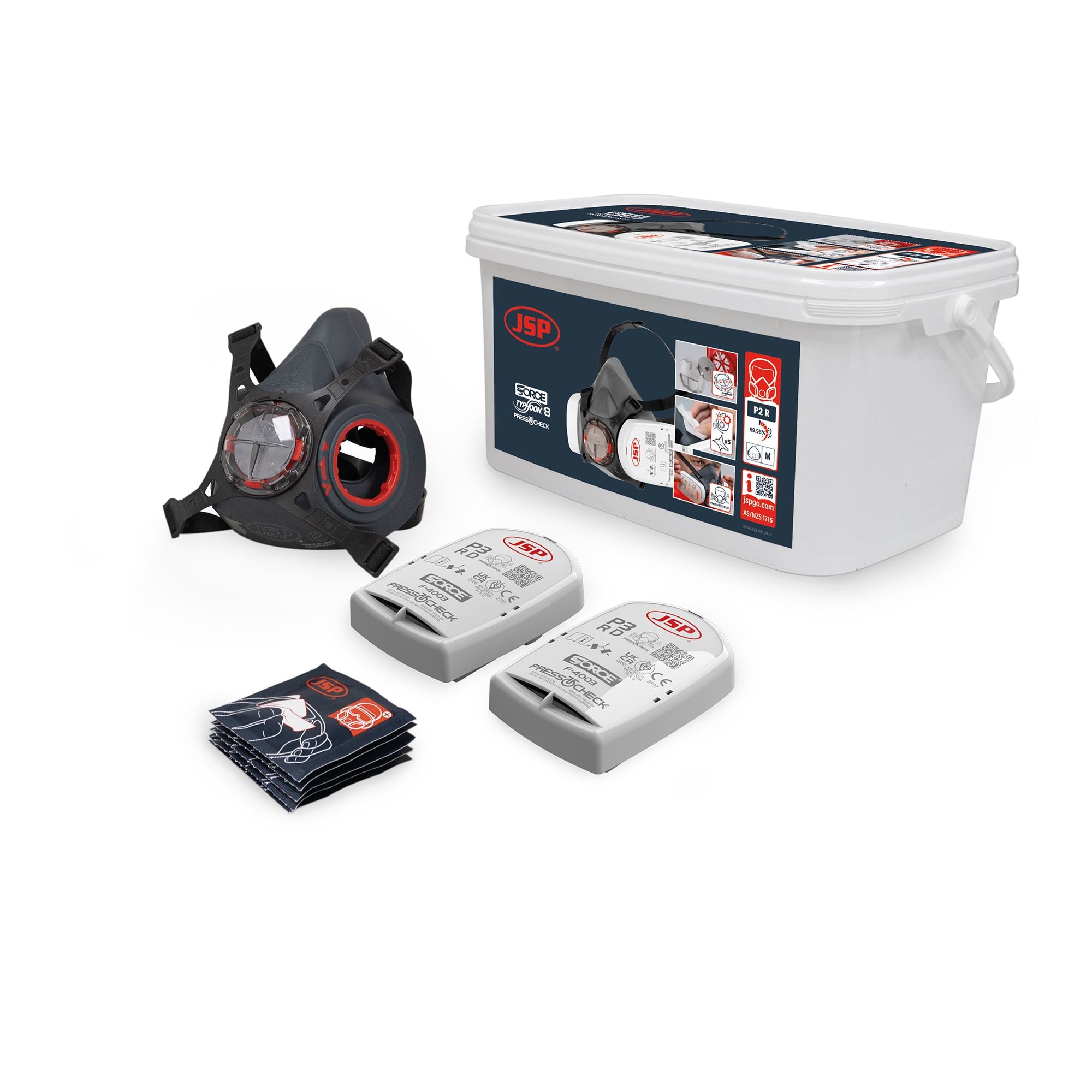 Force Typhoon 8 Half Mask Respirator Asbestos/Silica/Dust Kit With P2 Filters