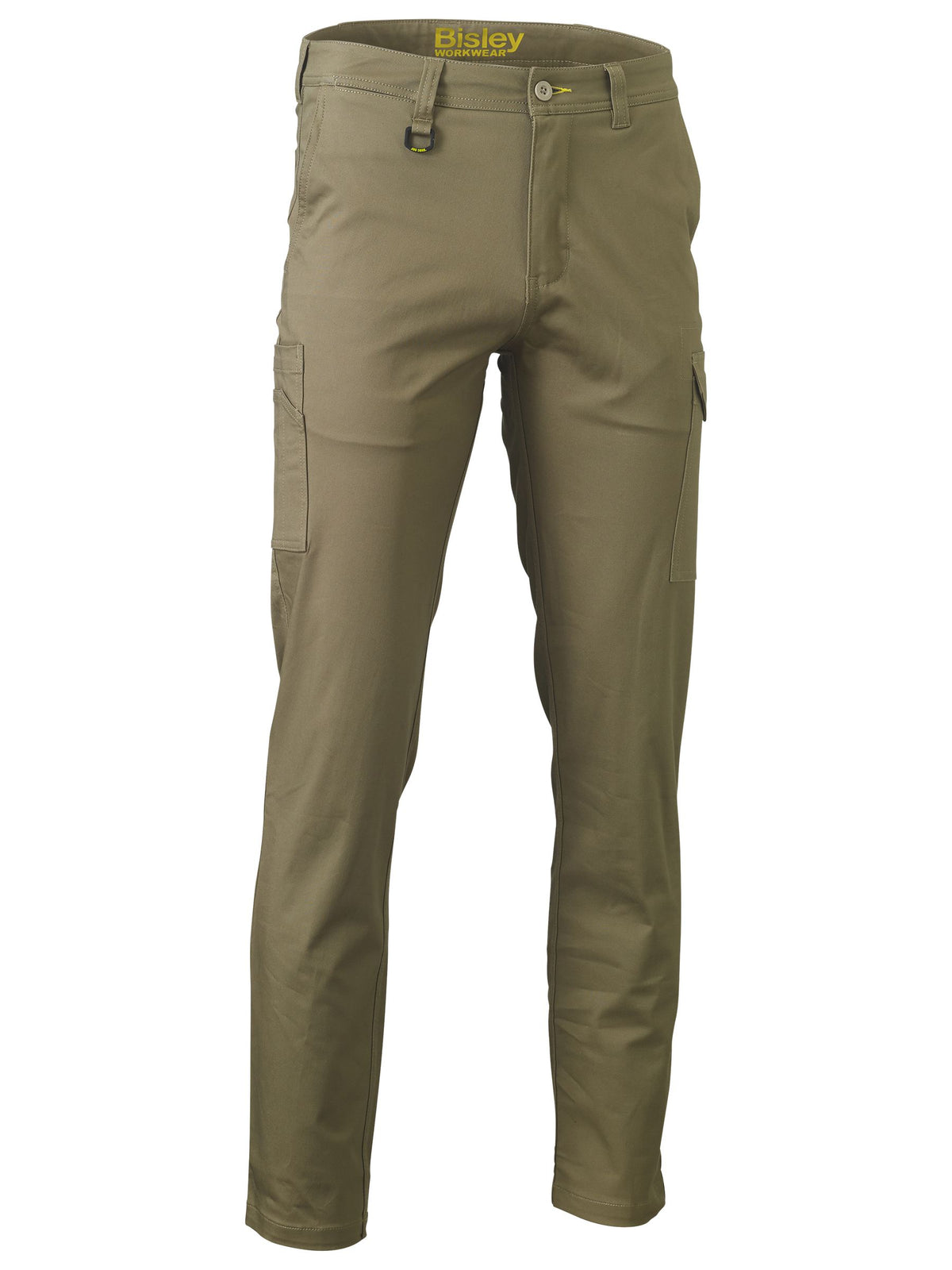 Stretch Cotton Drill Cargo Pants - Khaki