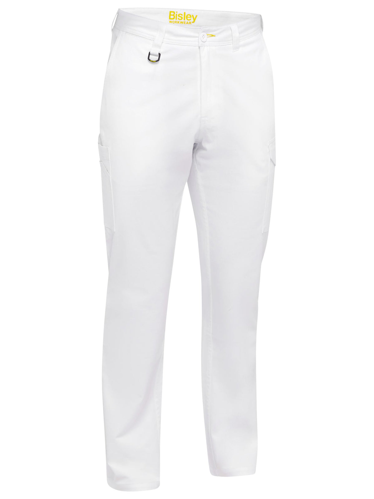 Stretch Cotton Drill Cargo Pants - White