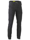 Stretch Cotton Drill Cargo Cuffed Pants - Black