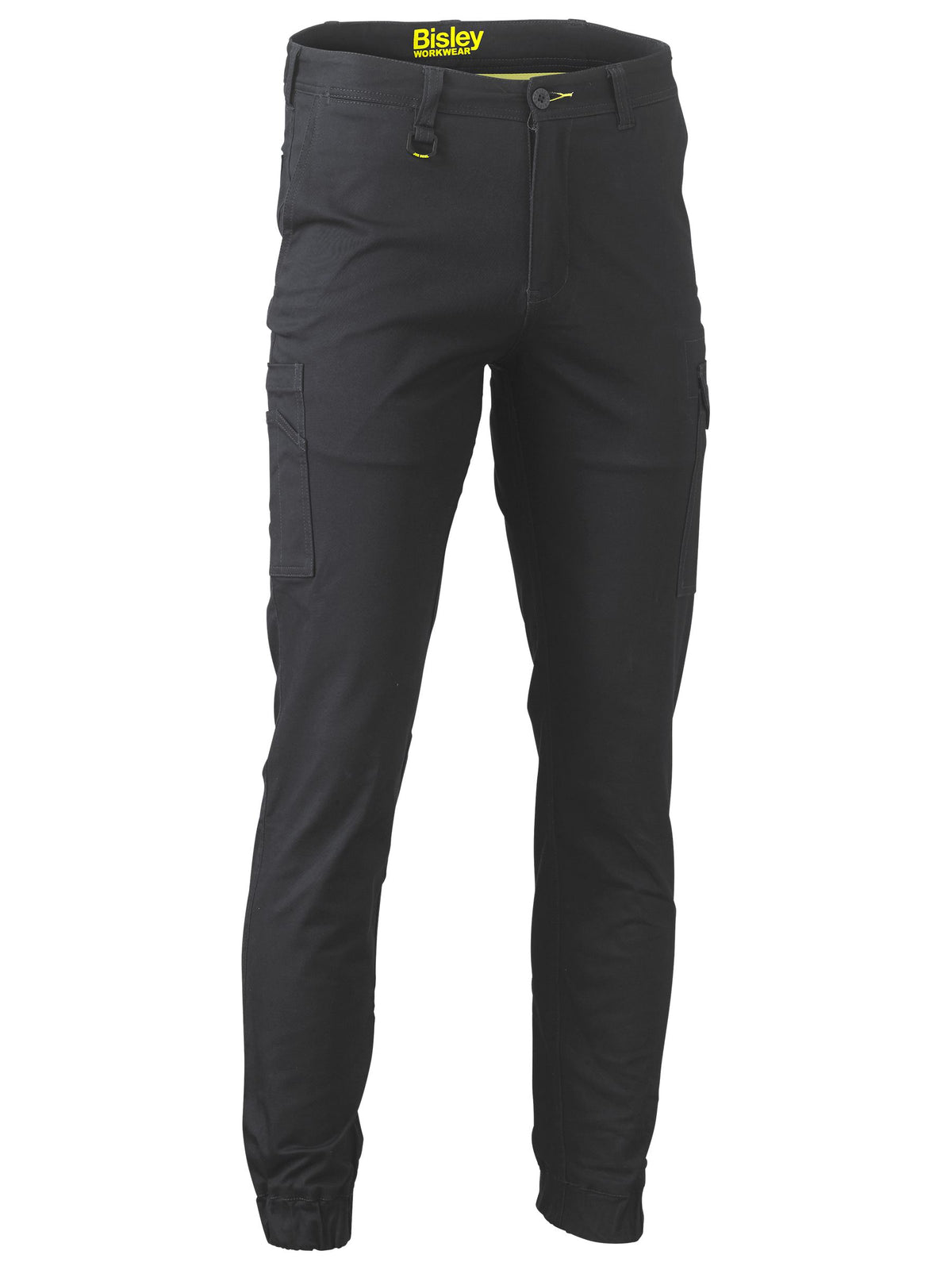 Stretch Cotton Drill Cargo Cuffed Pants - Black