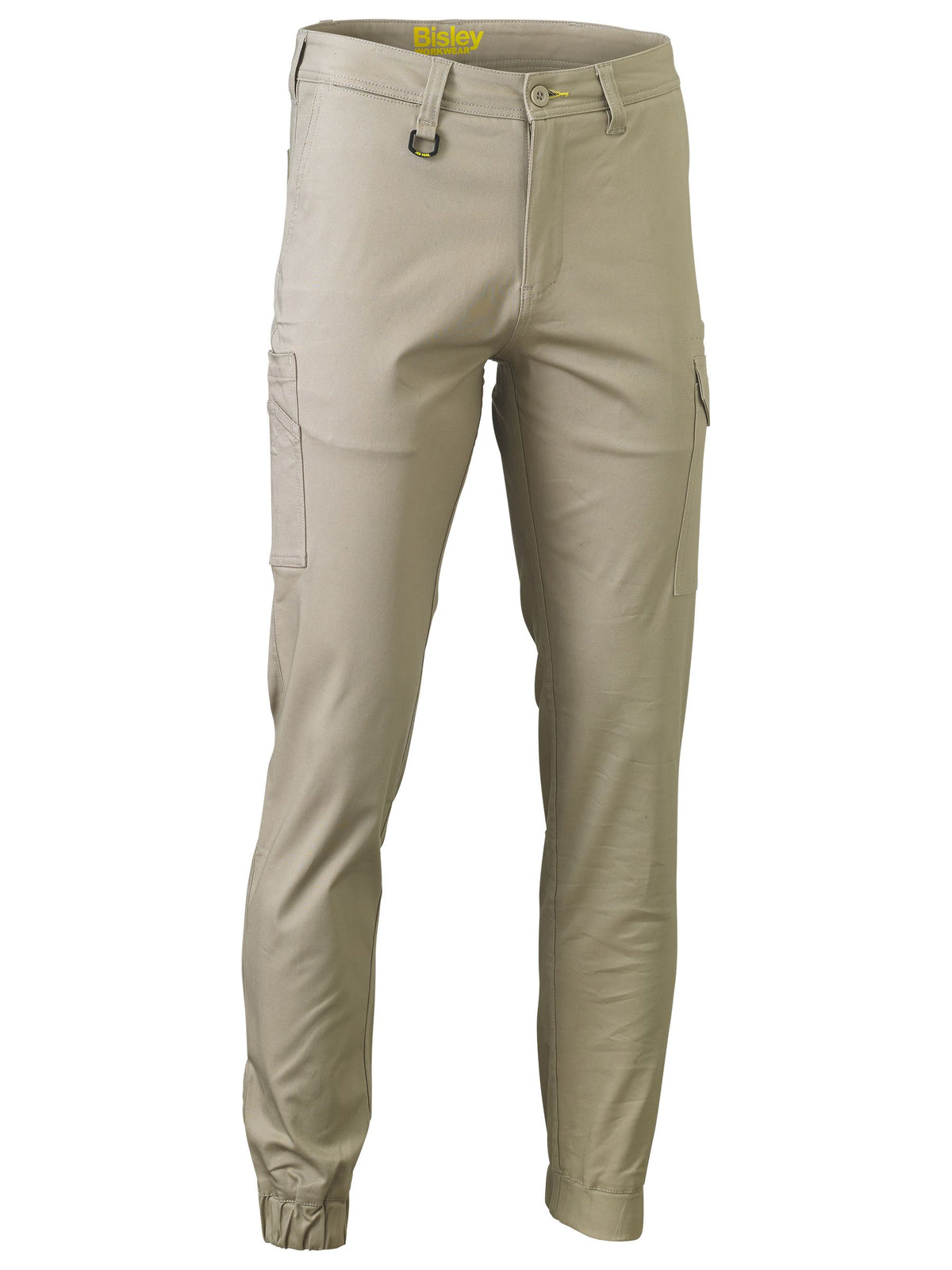 Stretch Cotton Drill Cargo Cuffed Pants - Stone
