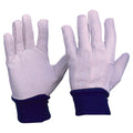 Cotton Drill Blue Knit Wrist Gloves Mens Size - White - Mens