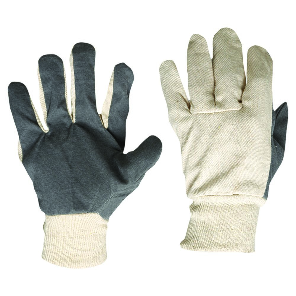 Cotton Drill Vinyl Palm Gloves Large - Natural - Large
