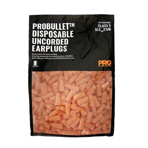 Probullet Uncorded Earplug Refill For Dispenser (500 Pairs) - Orange
