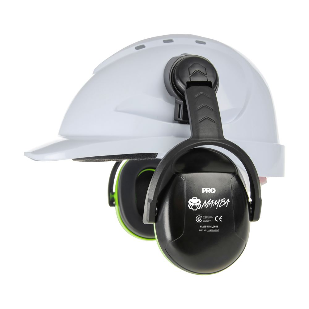 Mamba Slimline Pro Series Cap Mounted Earmuff - Black/Green