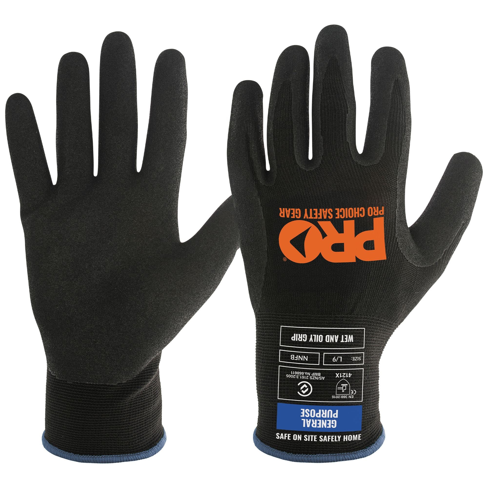 Assassin Nitrile Grip Glove Black - Black - 7