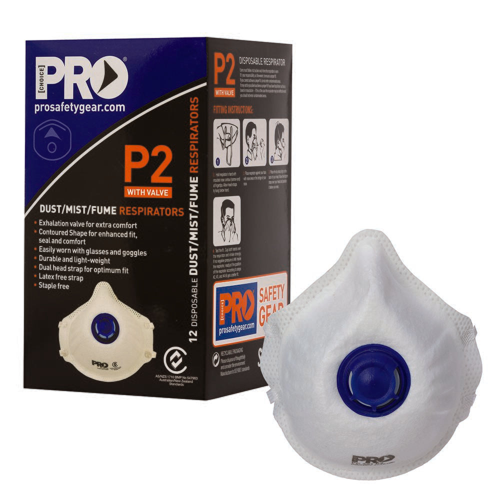 Dust Masks P2+Valve - White