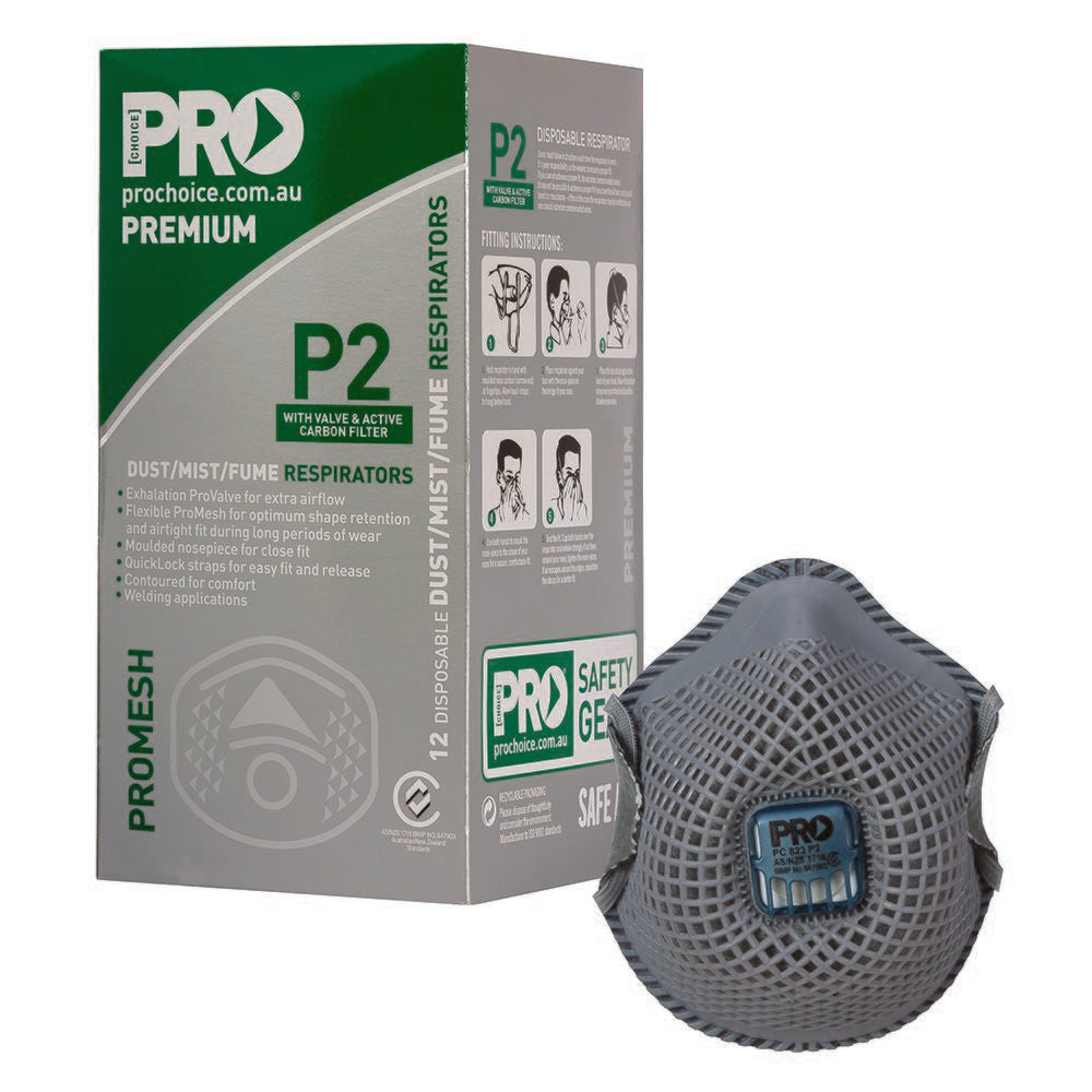 Dust Masks Promesh P2+Valve+Carbon - Grey
