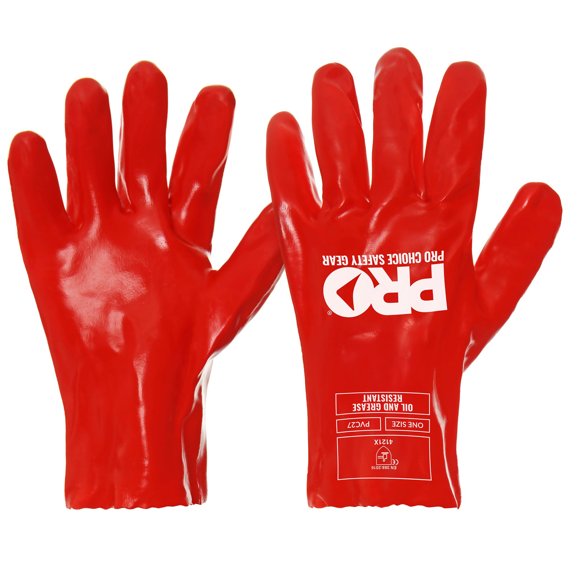 27cm Red PVC Gloves Large - Red - Large