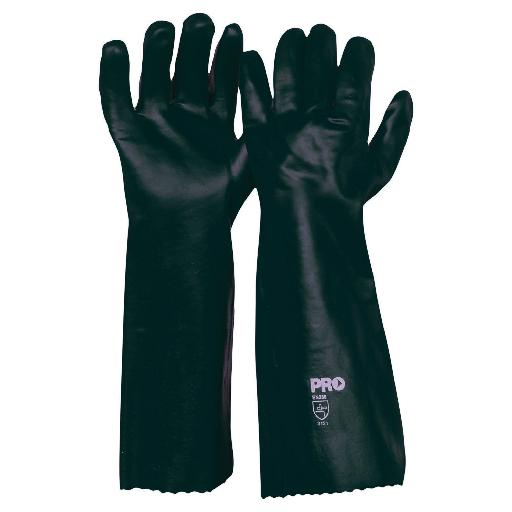 45cm Green Double Dipped PVC Gloves Large - Green - Large