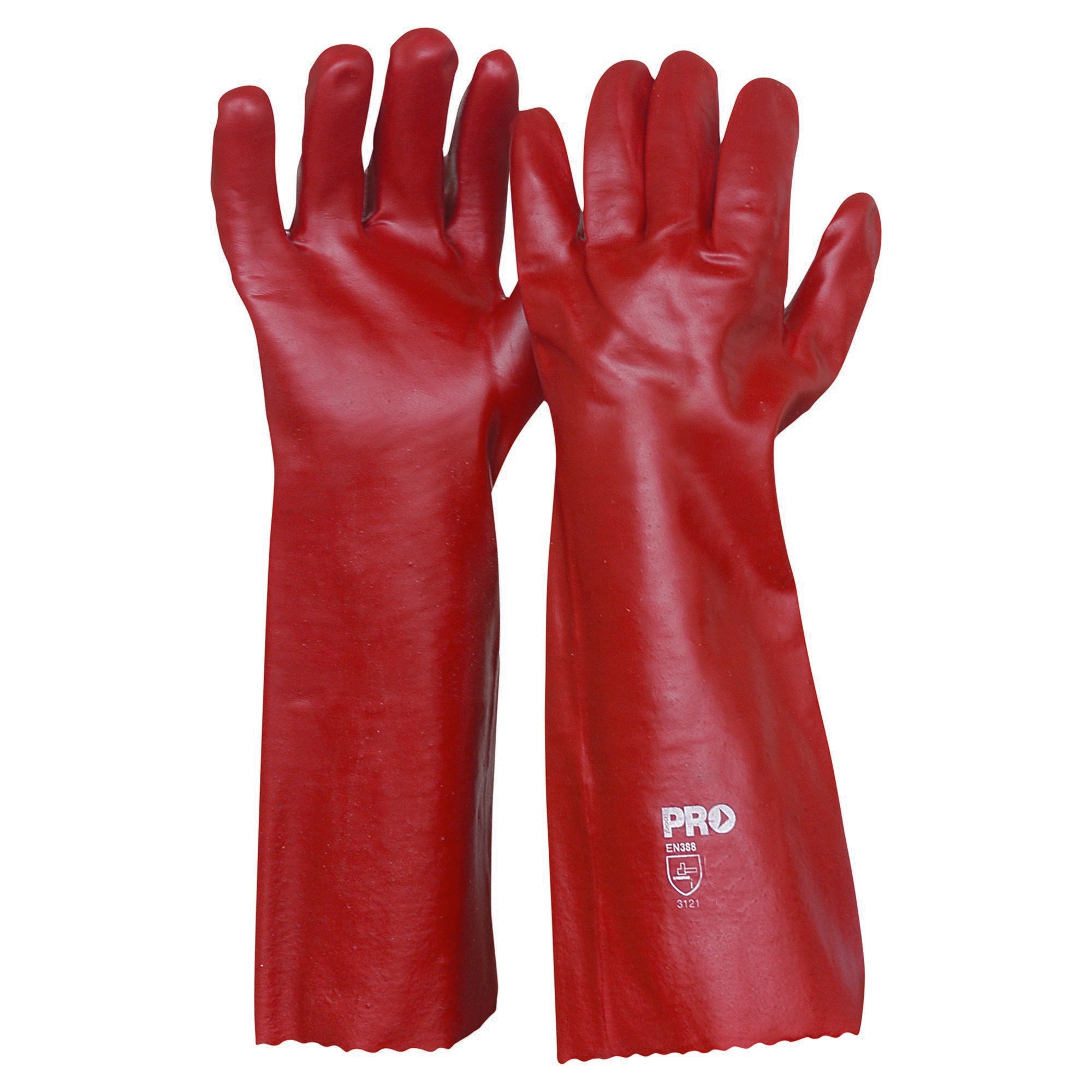45cm Red PVC Gloves Large - Red - Large