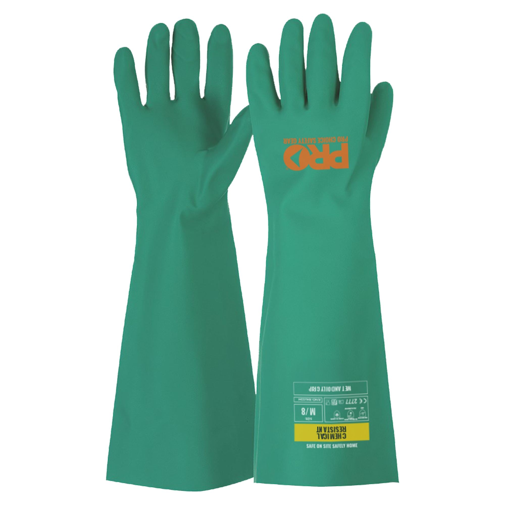 45Cm Green Nitrile Gauntlet Gloves - Green - Medium
