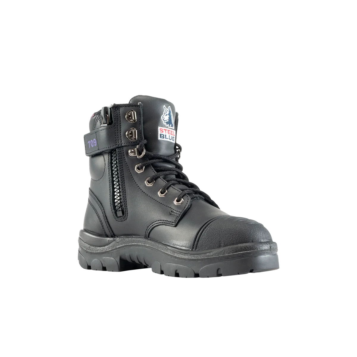 Steel Blue Argyle Zip Ladies Scuff Cap Safety Boot - Black - Size 4