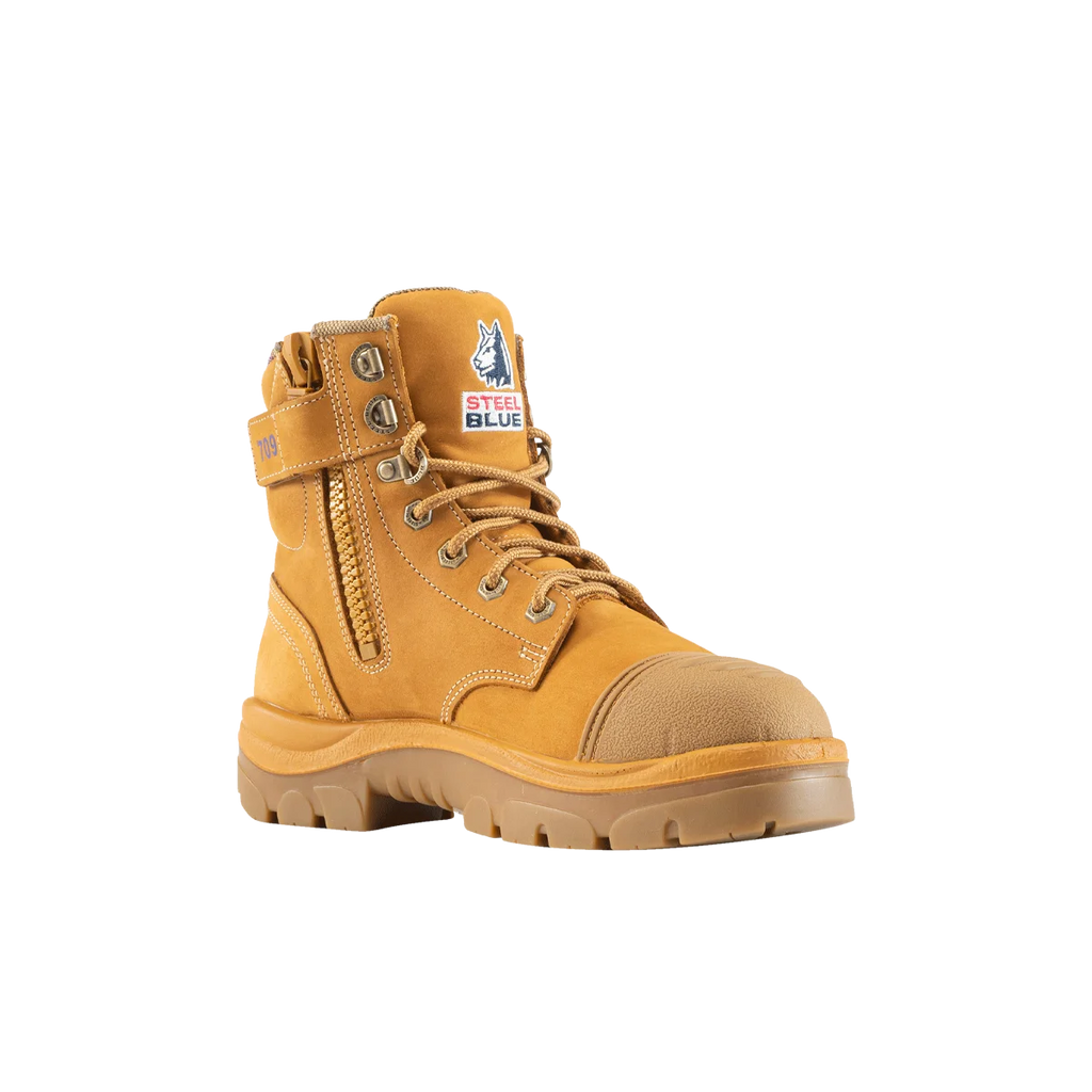 Steel Blue Argyle Zip Ladies Scuff Cap Safety Boot - Wheat - Size 4