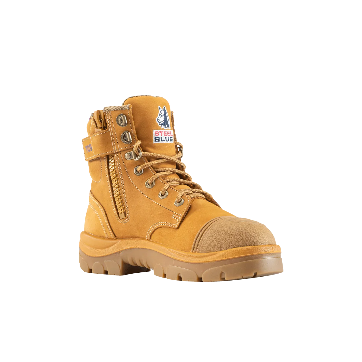 Steel Blue Argyle Zip Ladies Scuff Cap Safety Boot - Wheat - Size 4