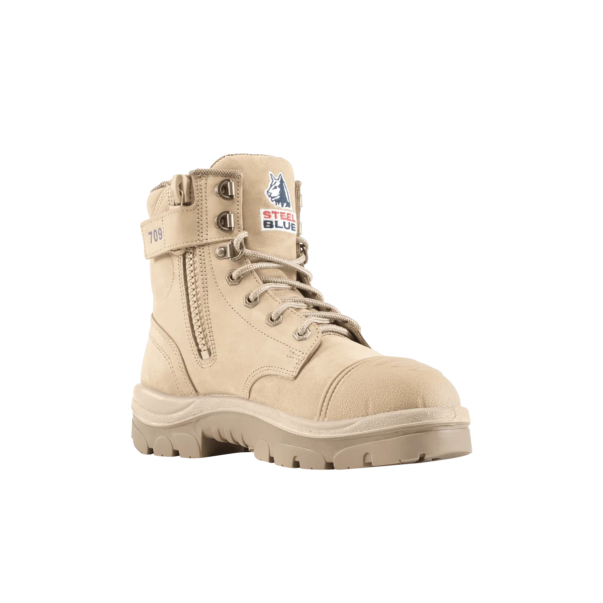 Steel Blue Argyle Zip Ladies Scuff Cap Safety Boot - Sand - Size 4